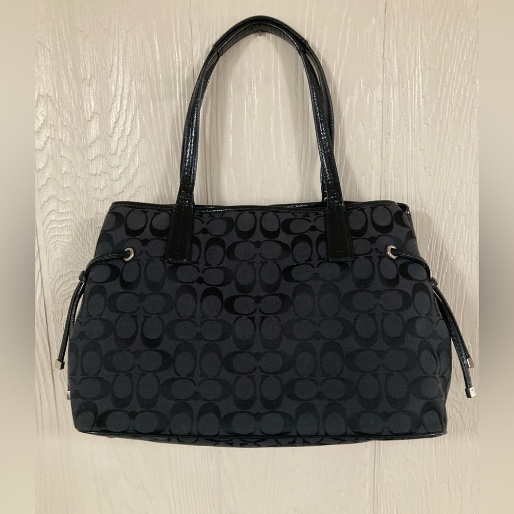 Coach Signature Stripe Python Print Carryall Hand… - image 2